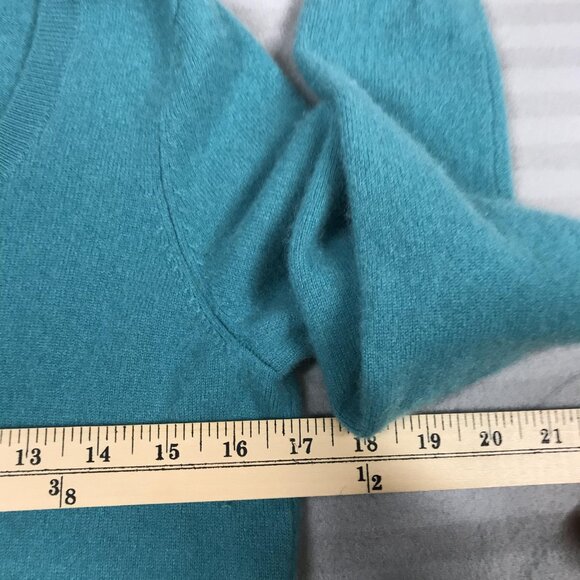 Talbots Sweater Womens Medium Teal Pure Cashmere Scoop Neck Pullover Long Sleeve - Picture 5 of 7